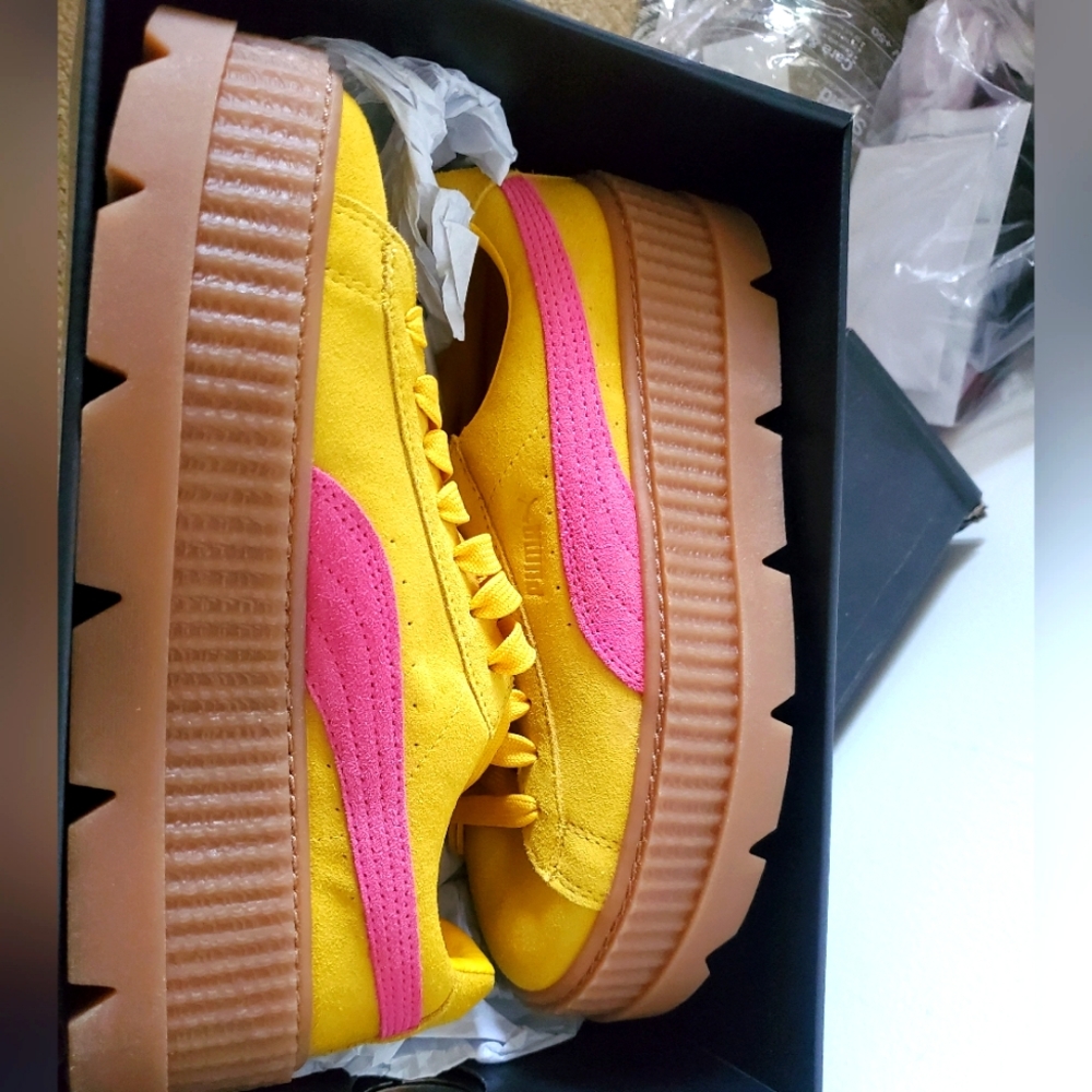 New PUMA 366268-03 Women Cleated CREEPERSUEDE WN''S Lemon-Carmine Rose-V295